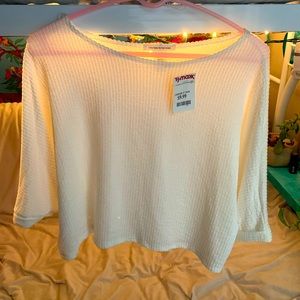 NWT white ribbed flowy short sleeve t-shirt TJMAXX